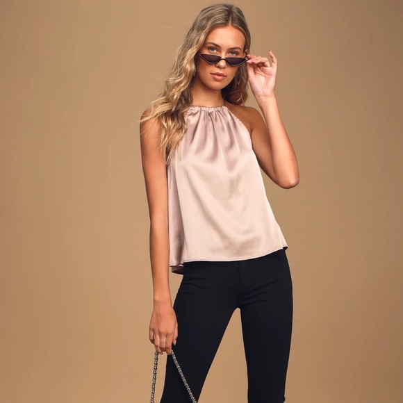 Lulus Tops - *NEW* Dusty Purple Satin Halter Top